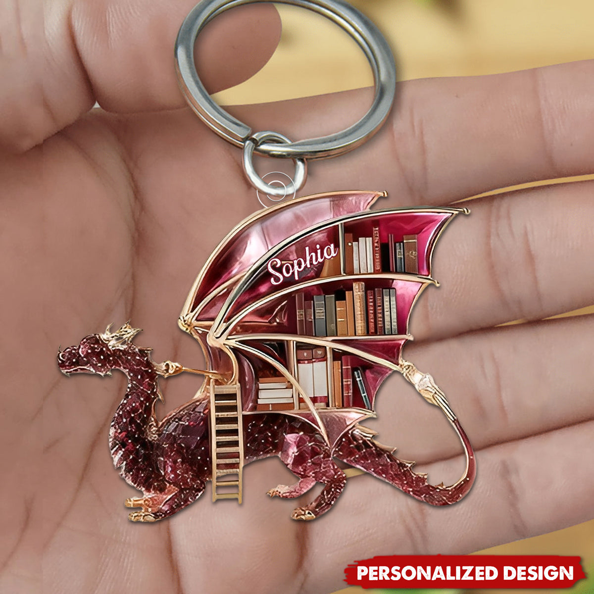 Mystical Dragon Book-Personalized Keychain For Book Lovers