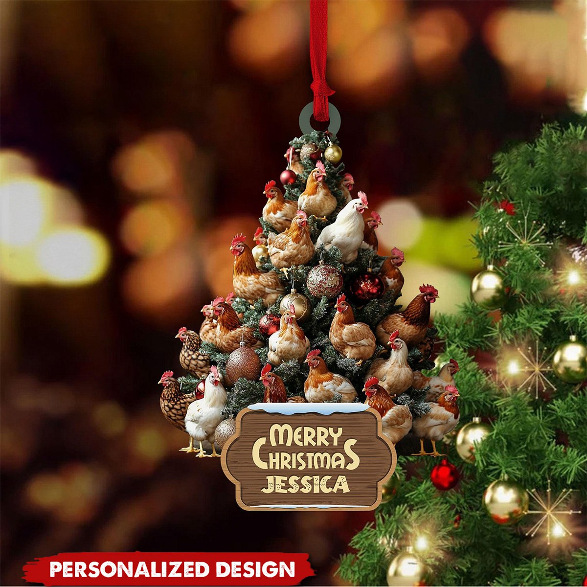 Personalized Chicken Ornament-Gift For Farmer-2024 New Release