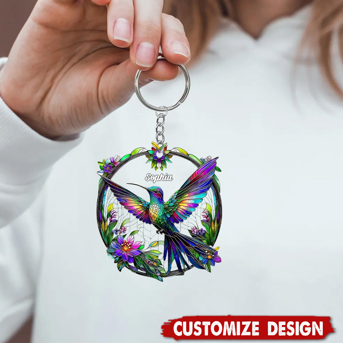 Beatiful Hummingbird - Personalized Bird Acrylic Keychain