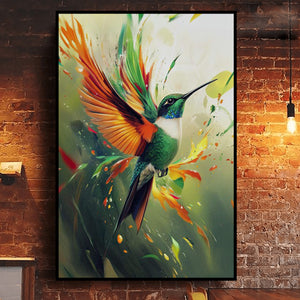 Colorful Hummingbird Portrait Art Poster-Gift for Bird Lover