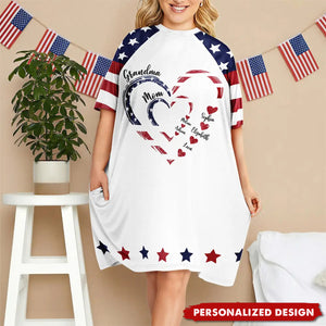Mom's Grandma's Sweethearts Independence Day-Personalized Women's Sleep Tee