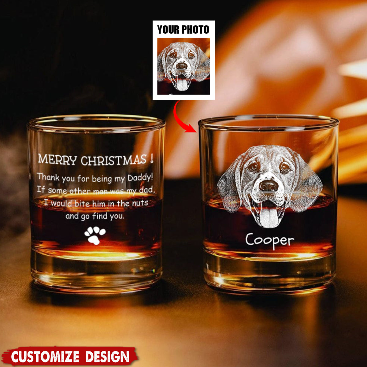 Thank You For Being My Daddy-Personalized Whiskey Glass-Father's Day Gift