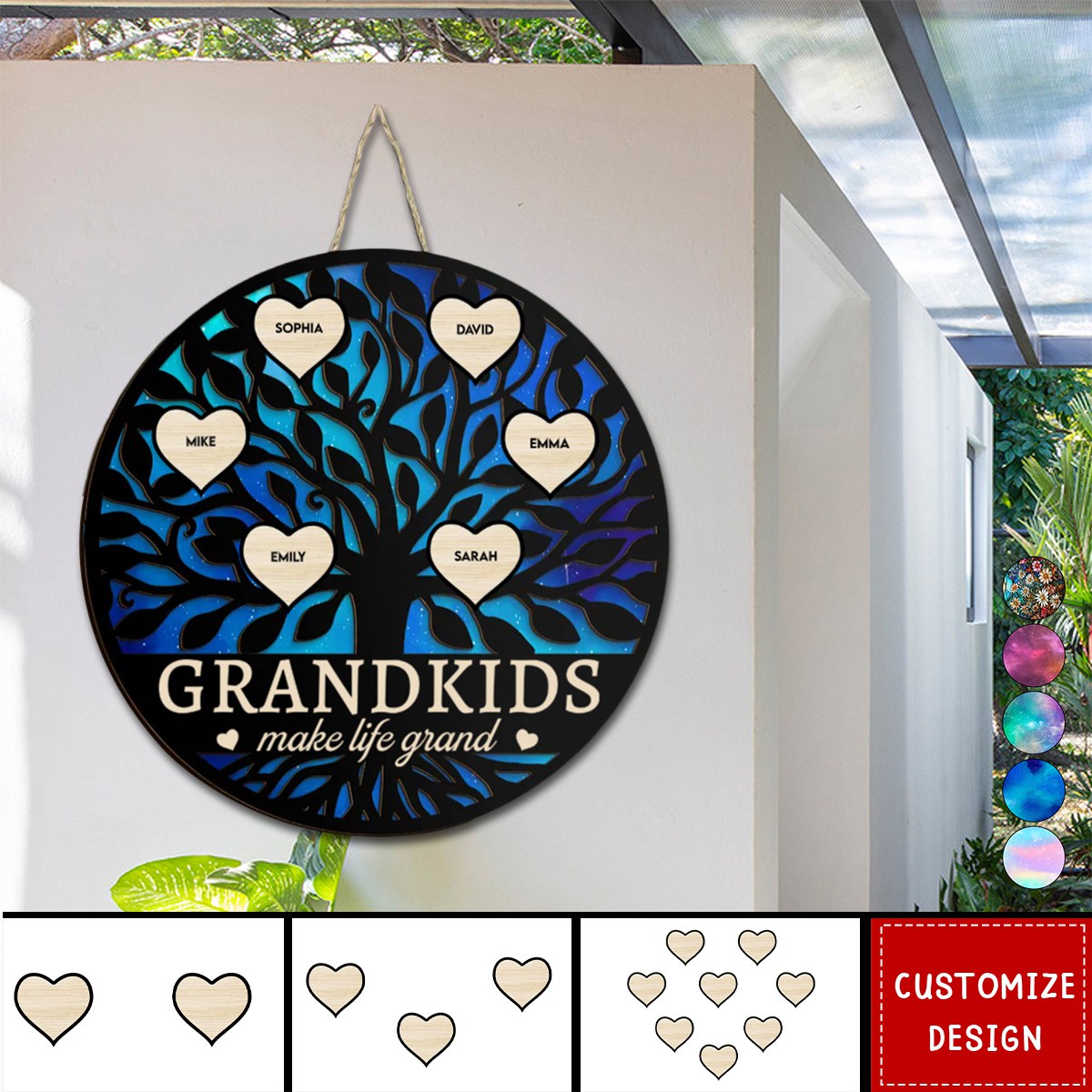 Grandkids Make Life Grand Galaxy - Personalized 2 Layers Wood Sign