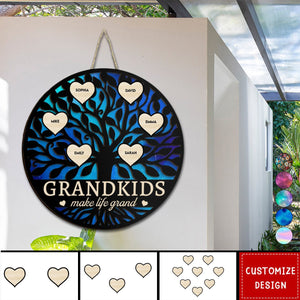 Grandkids Make Life Grand Galaxy - Personalized 2 Layers Wood Sign