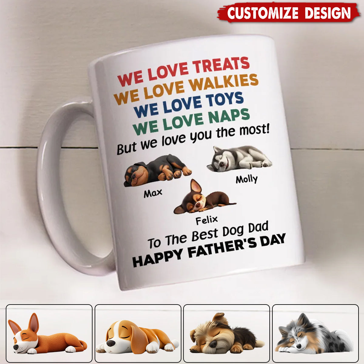 Love You The Most - Personalized Coffee Mug - Mother's Day Father's Day Gift For Dog Lovers