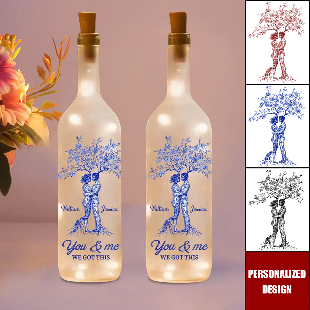 “You & Me, We Got This” Bottle Lamp-Custom Gift for Lovers, Personalized Home Décor