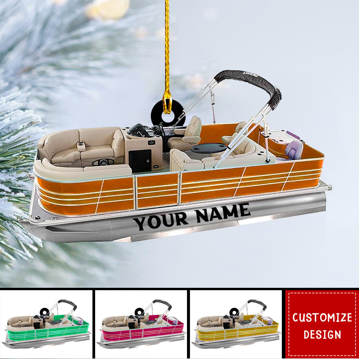Personalized Pontoon Boat Acrylic Christmas Ornament - 2025 New Release