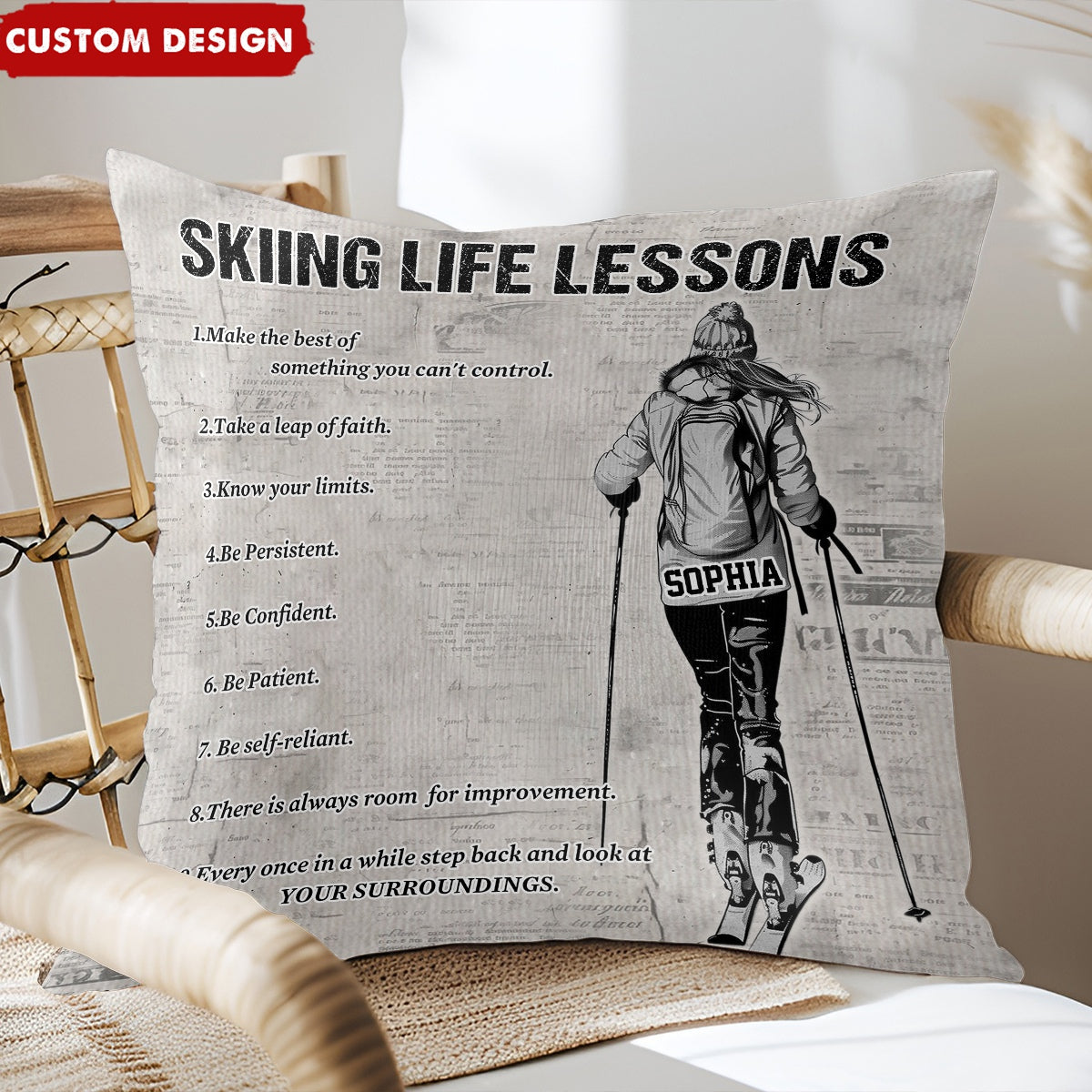 Personalized Skiing Life Lessons Pillow-Gift For Skiing Lovers