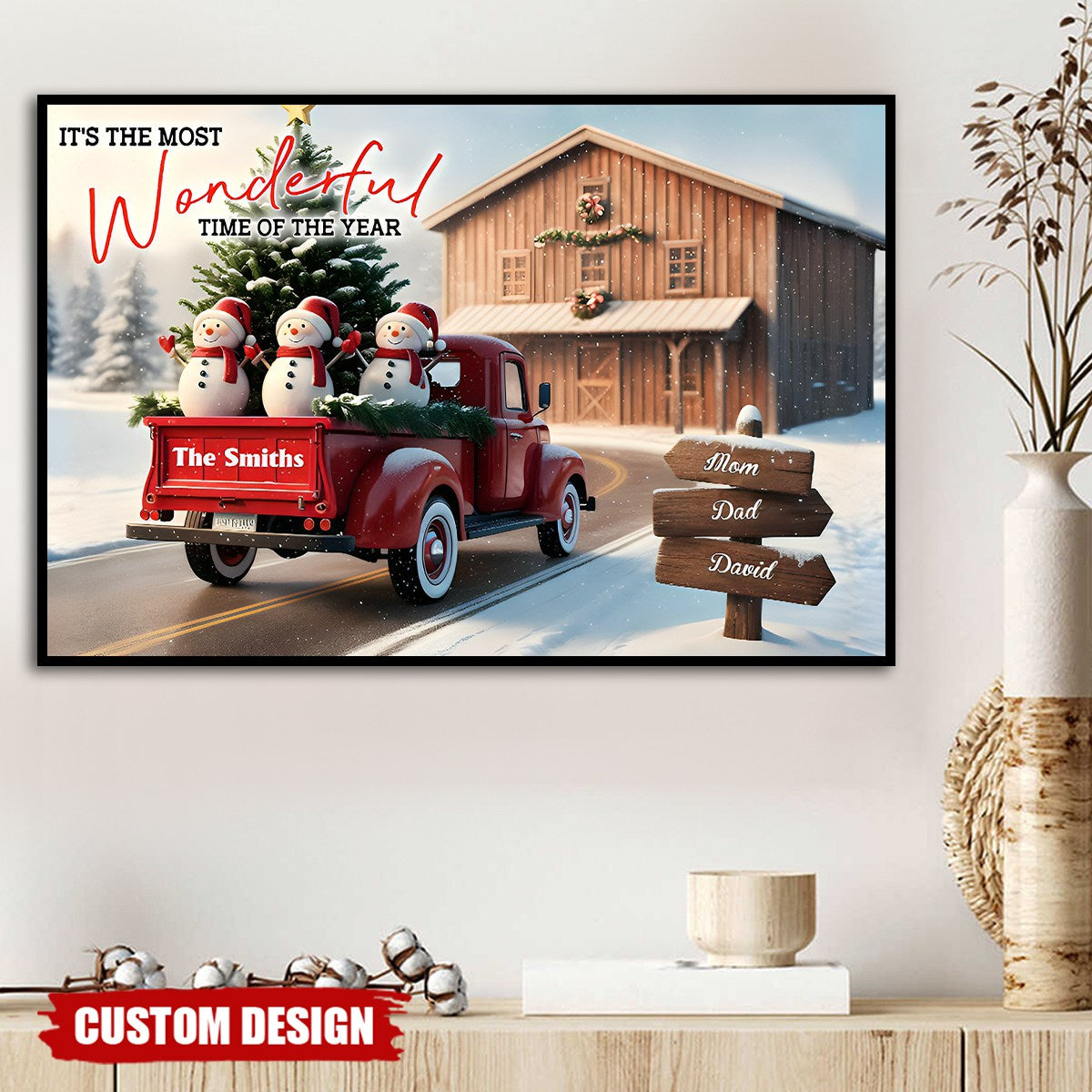 Rustic Christmas Family - Personalized Family Canvas And Poster