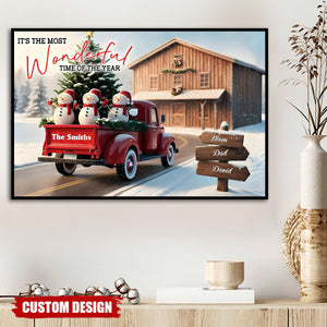 Rustic Christmas Family - Personalized Family Canvas And Poster