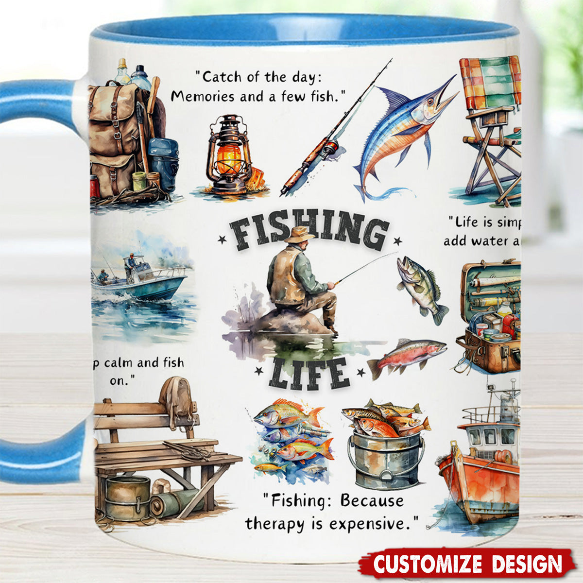 Personalized Fishing Accent Mug - Gift For Fishing Lovers