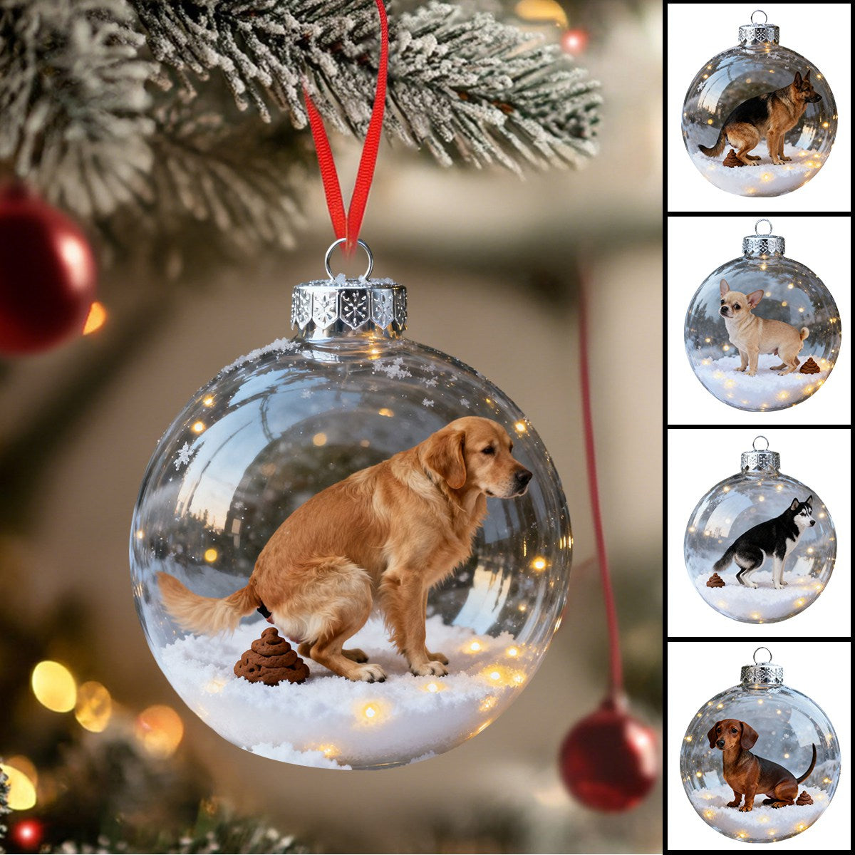 Funny Dog Poop Christmas Ornament Set