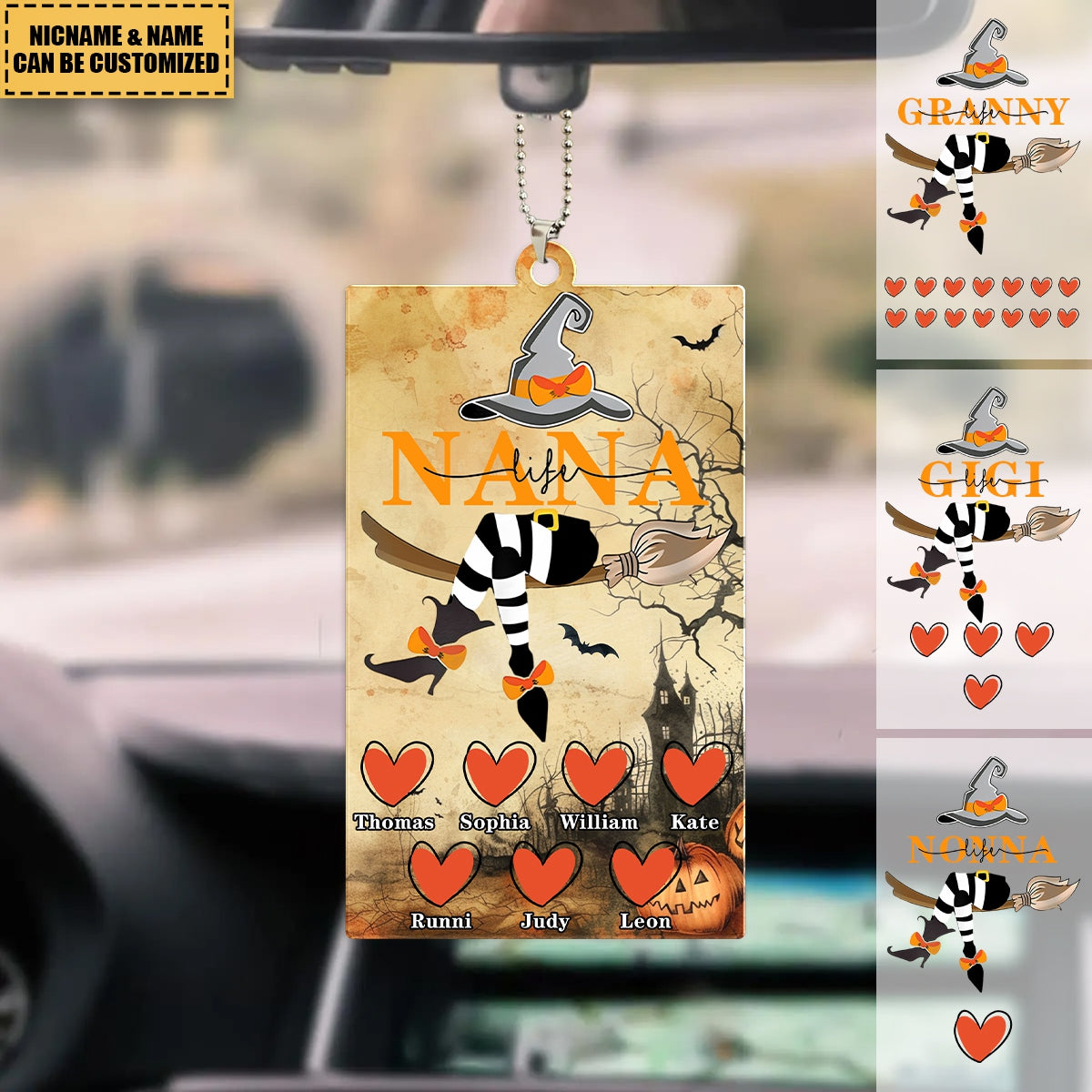 Personalized Grandma Life Witch With Grandkids Halloween Acrylic Ornament