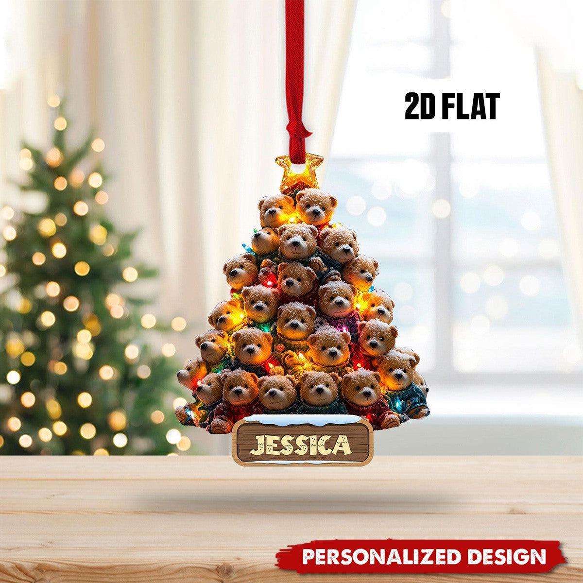 Personalized Teddy Bear Ornament-Holiday Gift for Kids-2024 New Release