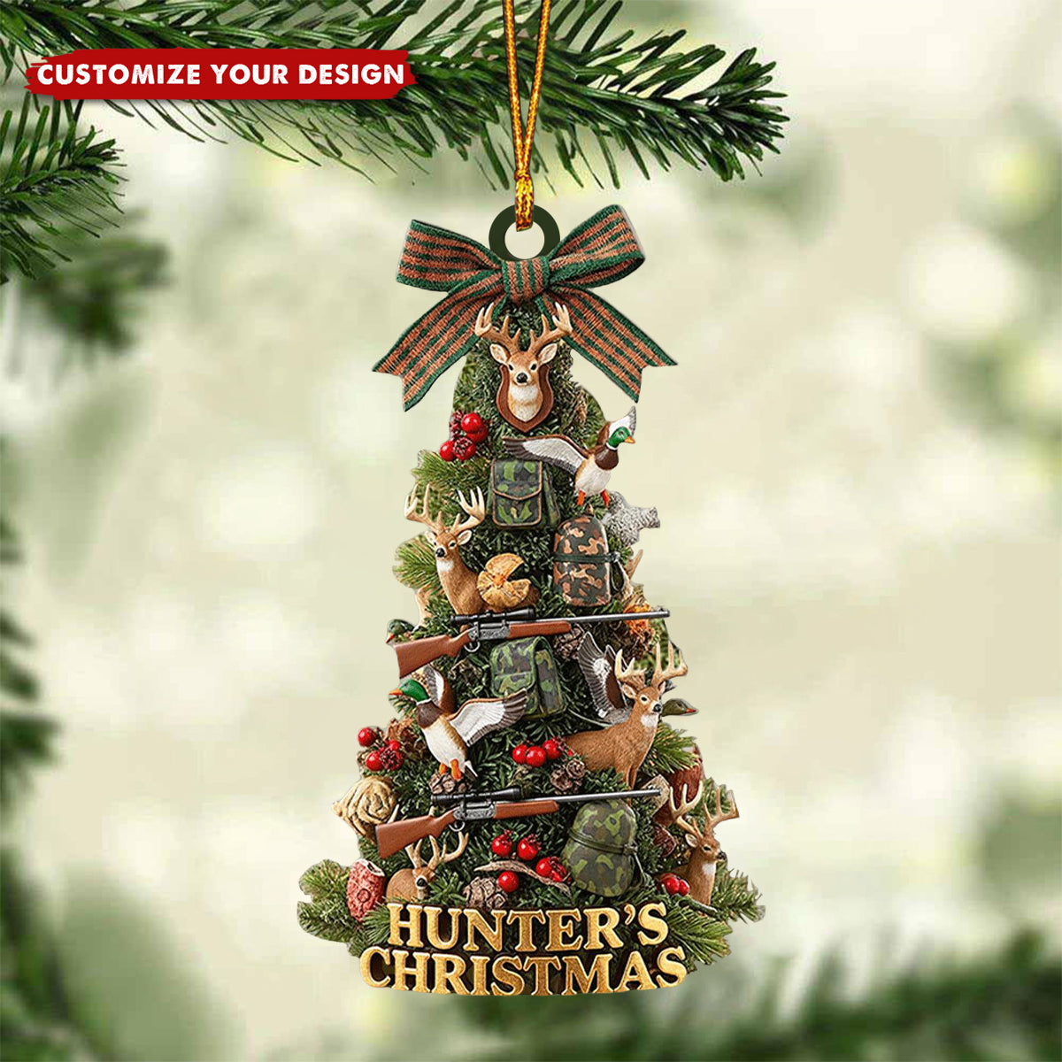 Personalized Name Hunter’s Christmas Ornament – Gift for Hunters and Outdoor Lovers