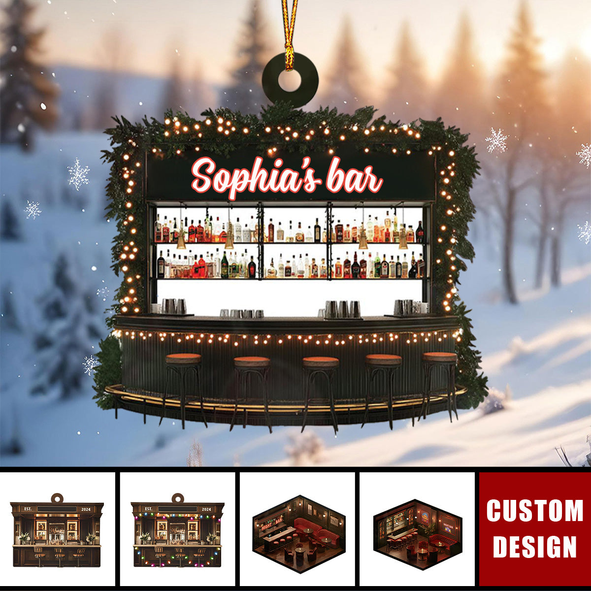 Personalized Bar Lounge Christmas Ornament Gift For Drinkers-2024 New Release