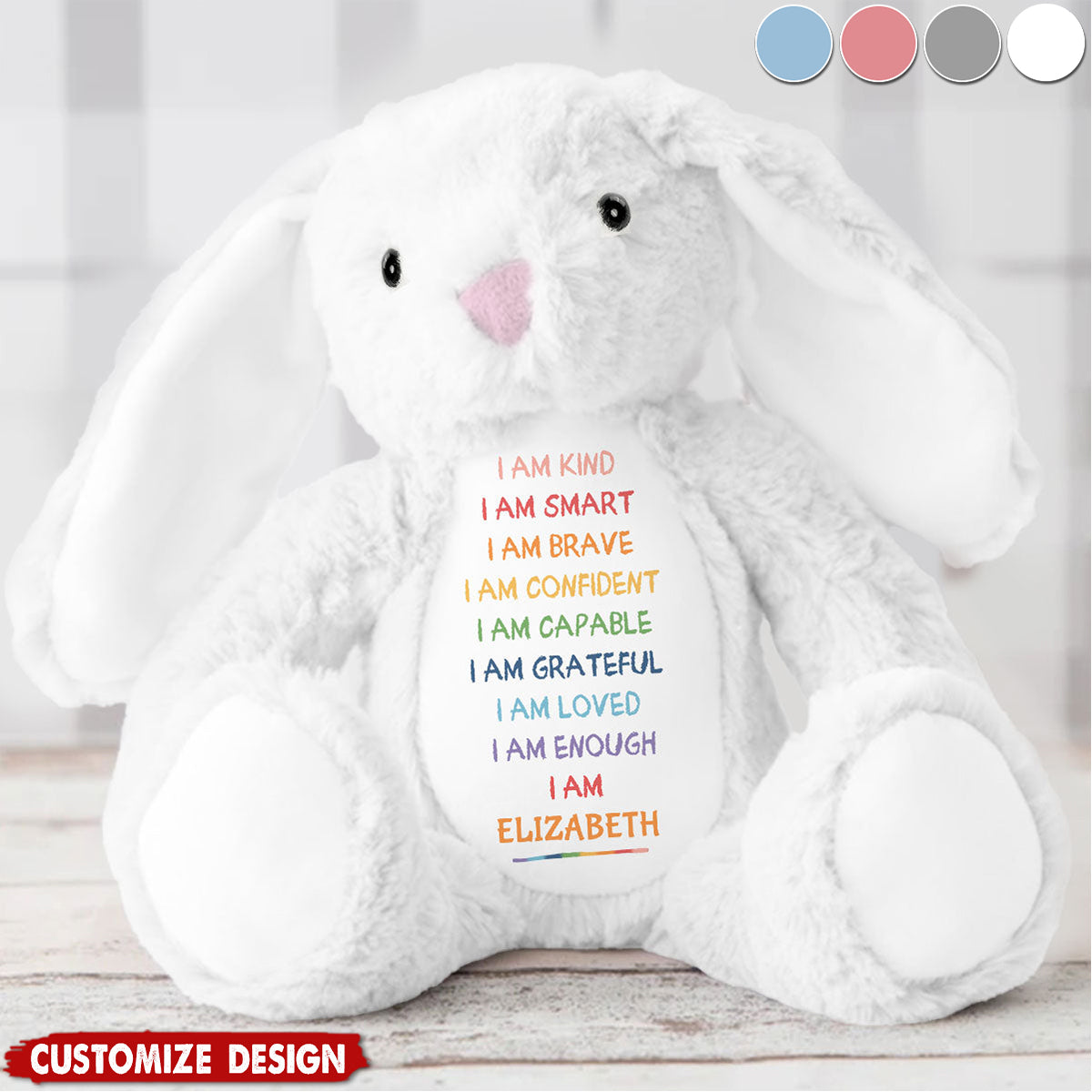 I'm Kind Smart Loved - Personalized Stuffed Bunny