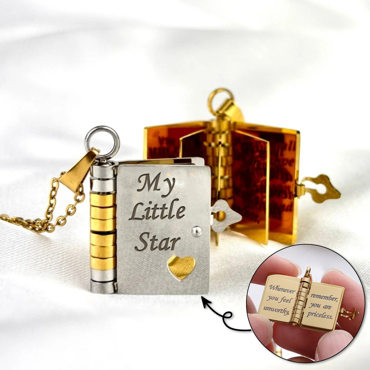 My Little Star Book Necklace-A Letter to My Daughter in a Locket