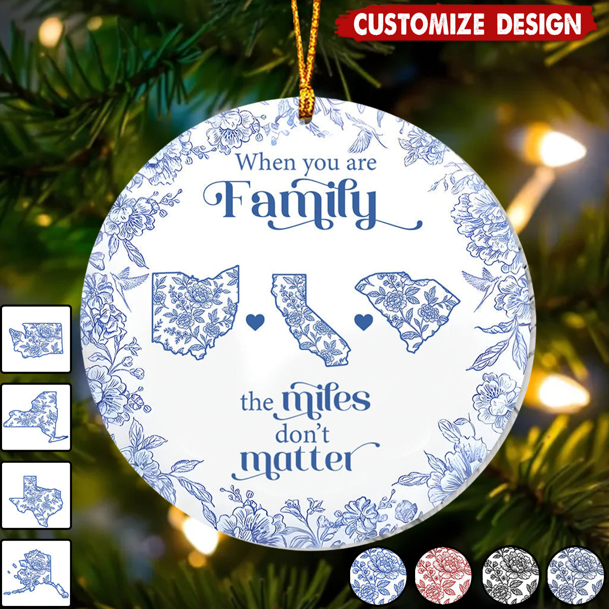 A Gift of Togetherness for Long Distance Family, Friends, or Sisters-Personalized Family Ornament