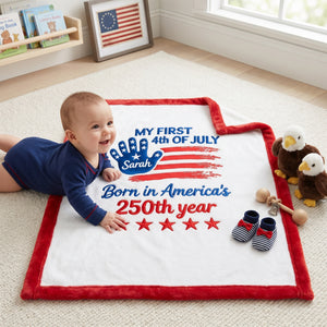 Born In America's 250th Year - Personalized Baby Blanket