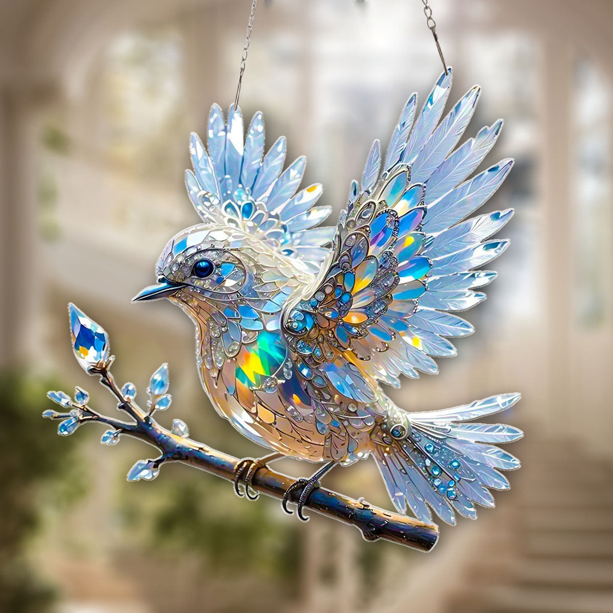 Crystal Sky Bluebird Window Hanging - Gift for Bird Lover