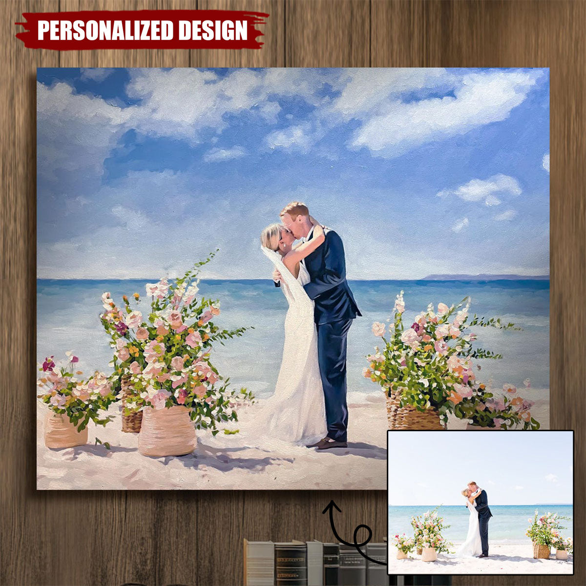Personalized  Wedding Portrait On Canvas From Photo,Hand Painted Wedding Photo-WeddingGift