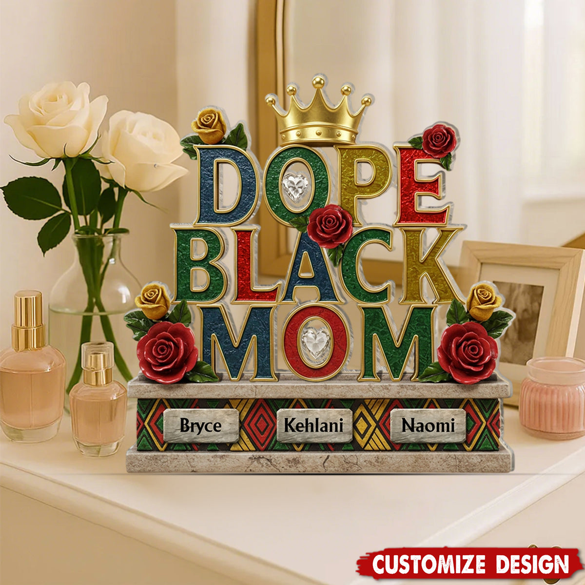 Dope Black Mom - Personalized Mother Custom Shaped Acrylic Plaque