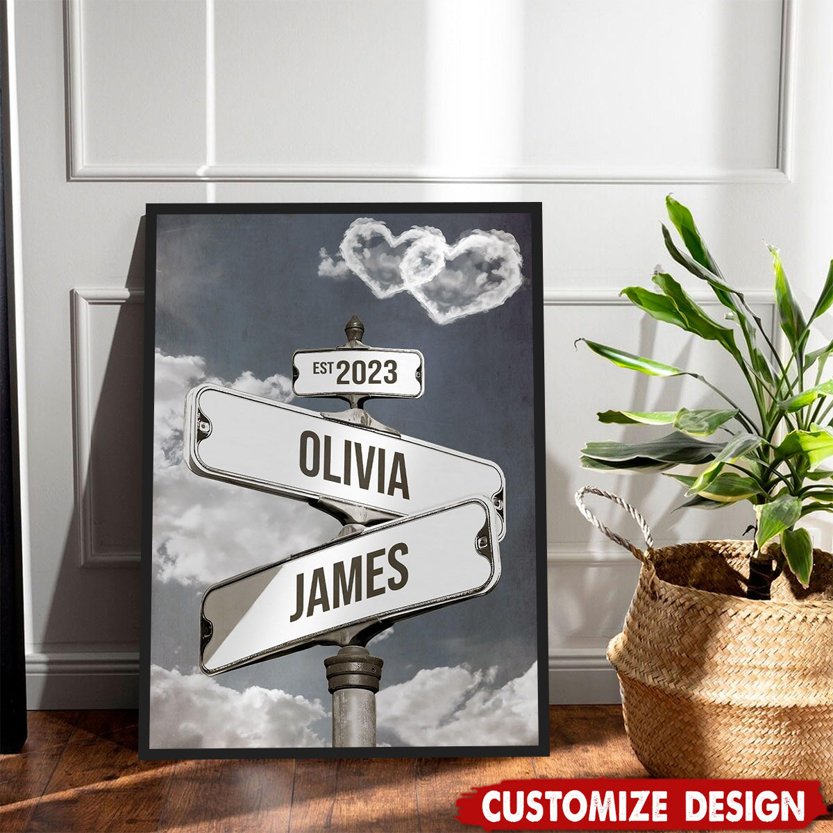 Personalized Name Vintage Street Sign Poster-Gift For Couples Anniversary