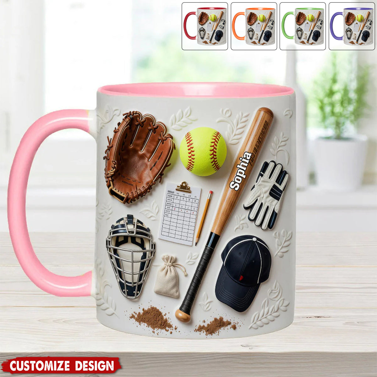 Love Softball - Personalized Softball Accent Mug