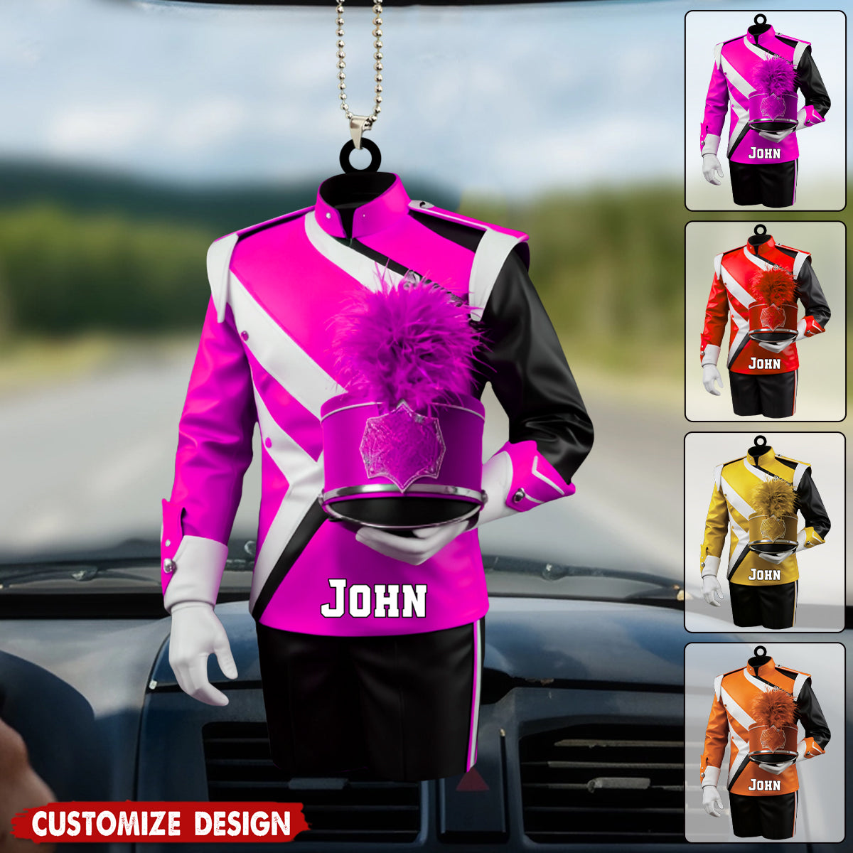 Personalized Marching Band Uniform Car Ornament - Gift For Band Leader, Music Lover