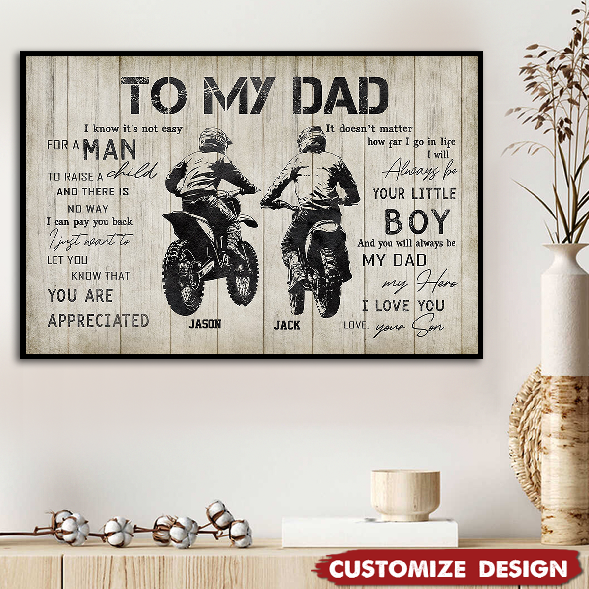 Personalized Motocross Dad Son Poster - Birthday,Father's Day Gift For Motocross Lovers