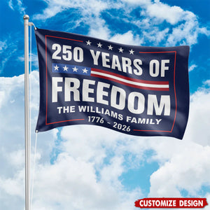 250 Years of Freedom House Flag for US Anniversary, Navy Blue Patriotic Decor for Yard or Porch, Meaningful Gift for Proud Families