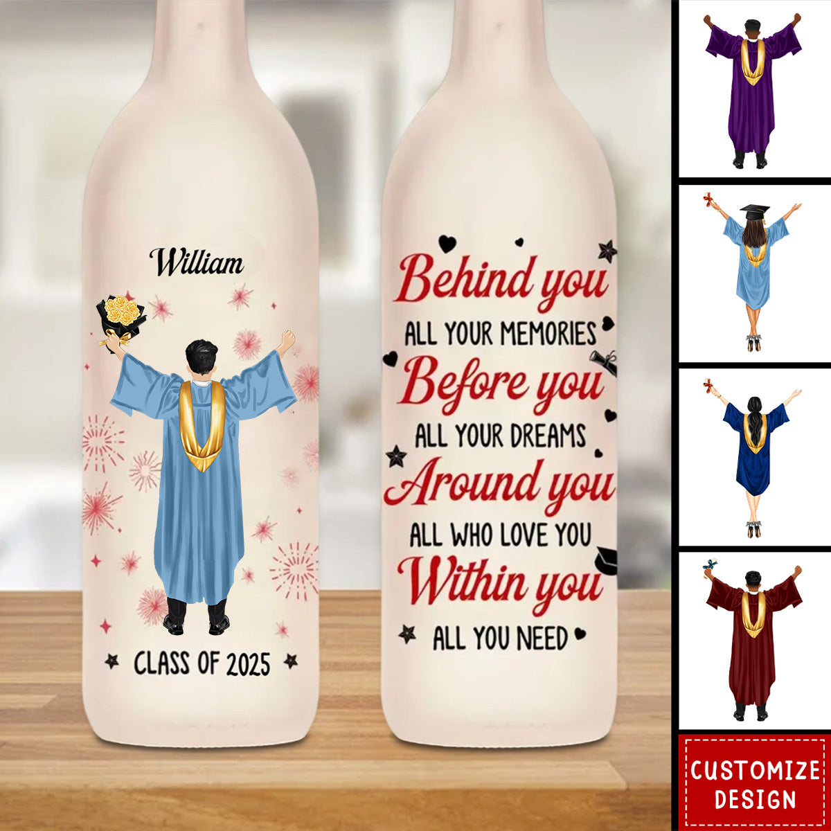 Personalized Graduation 'She Did It' Bottle Lamp