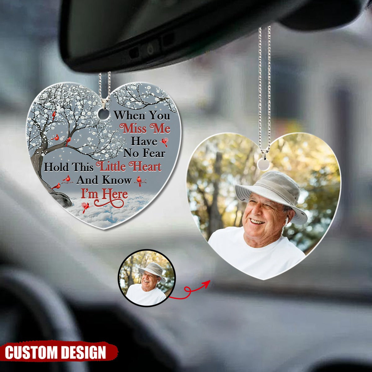 When You Miss Me Hold This Little Heart - Loving, Memorial Gift For Family, Siblings, Friends - Personalized Acrylic Car Ornament