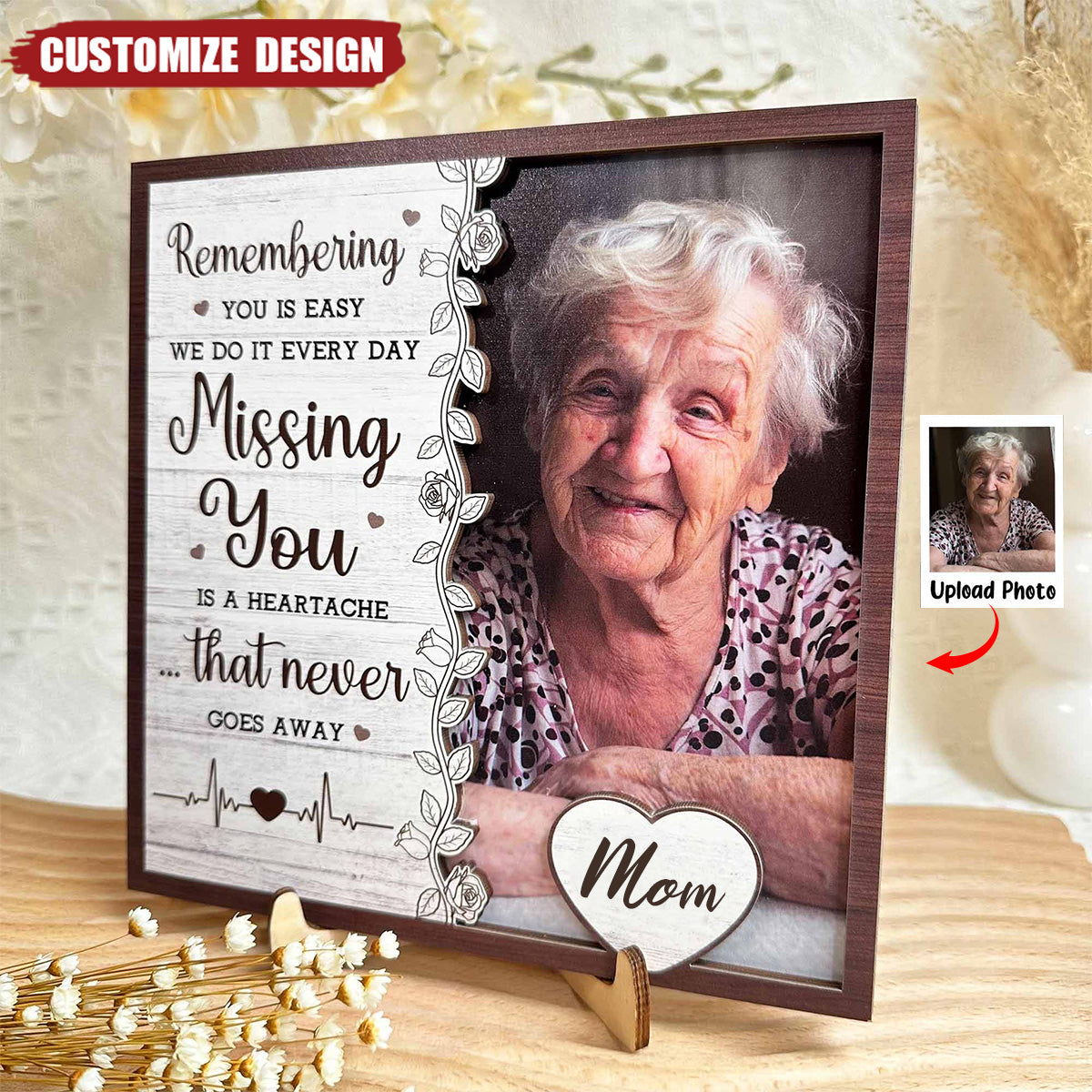 Missing You Is A Heartache - Personalized Wooden Photo Plaque