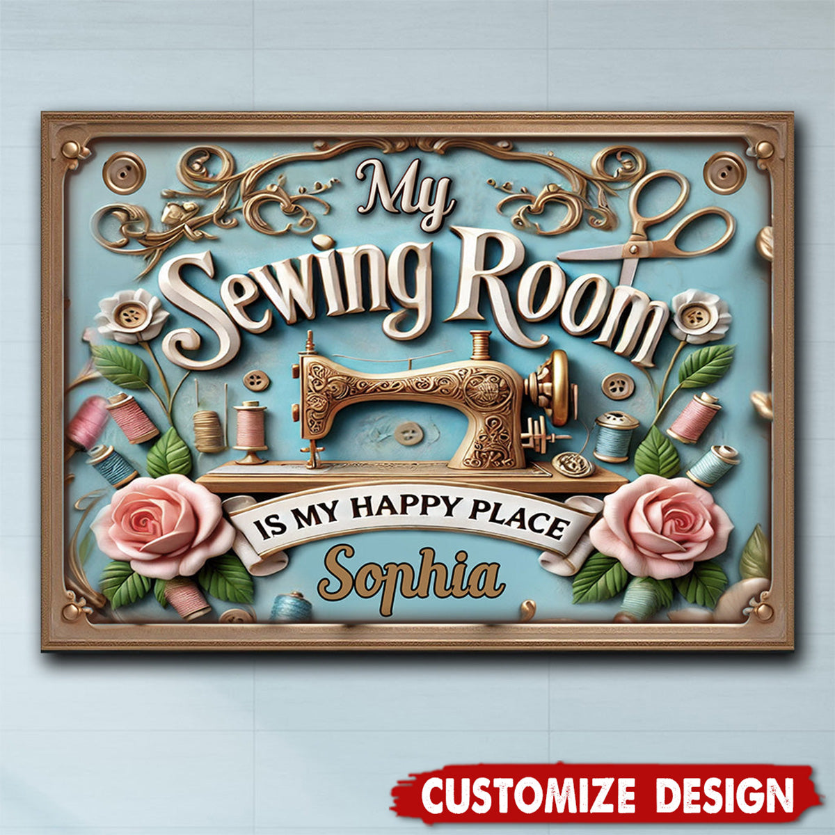 My Sewing Room - Personalized Sewing Rectangle Metal Sign