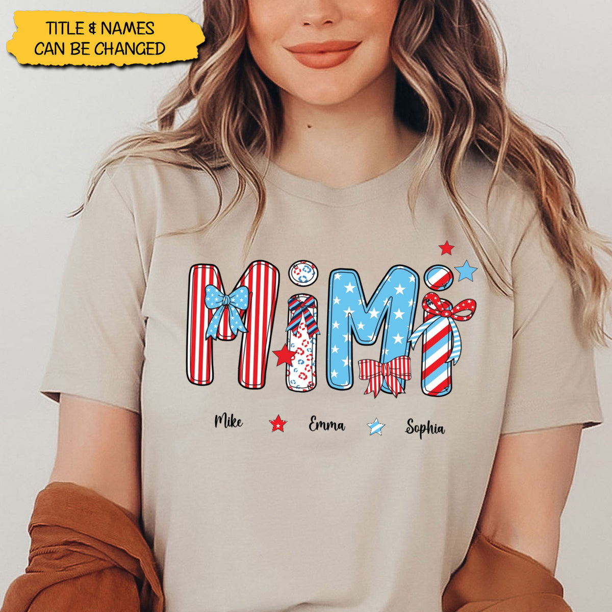 My Stars Shine With You - Personalized Patriotic American Flag T-shirt - 4th Of July, Gift For Mom, Grandma