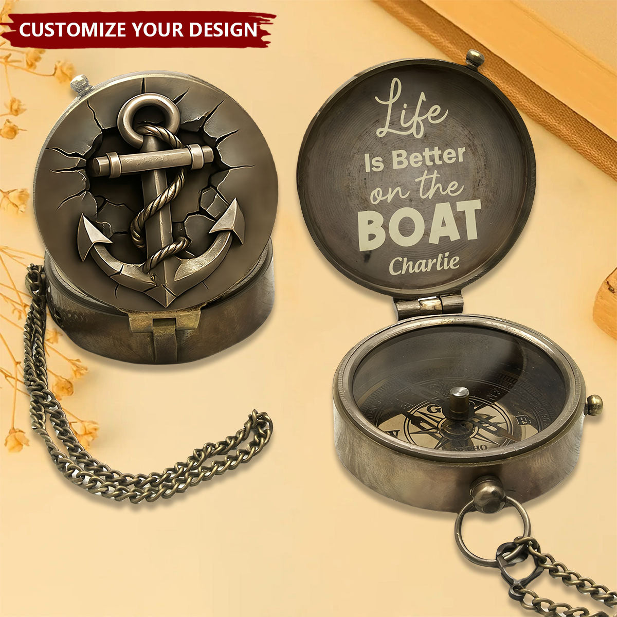 Nautical Marine Life - Personalized Boating Compass