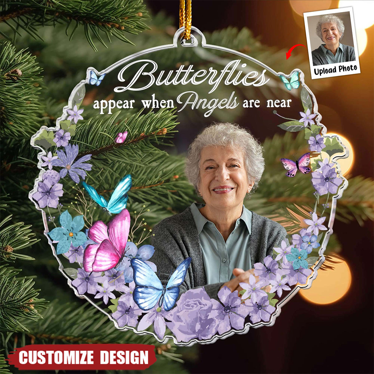 Butterflies Appear When Angels Are Near - Personalized Acrylic Photo Ornament - 2024 New Release