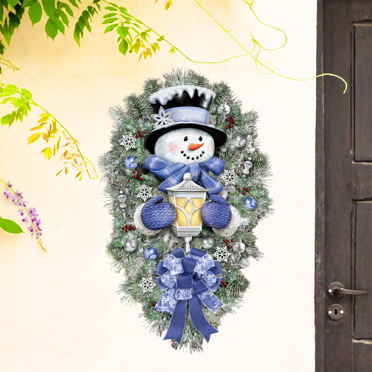 A Warm Winter Welcome snowman Wood Sign
