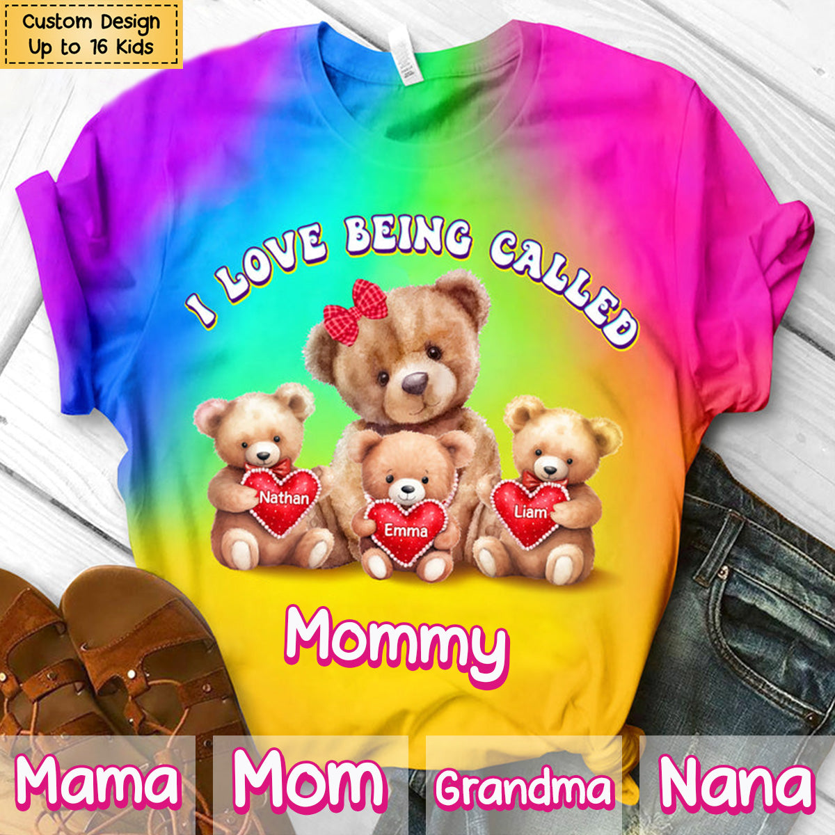 Mom/Grandma Bear I Love Being Called Mom/Grandma Personalized 3D T-shirt