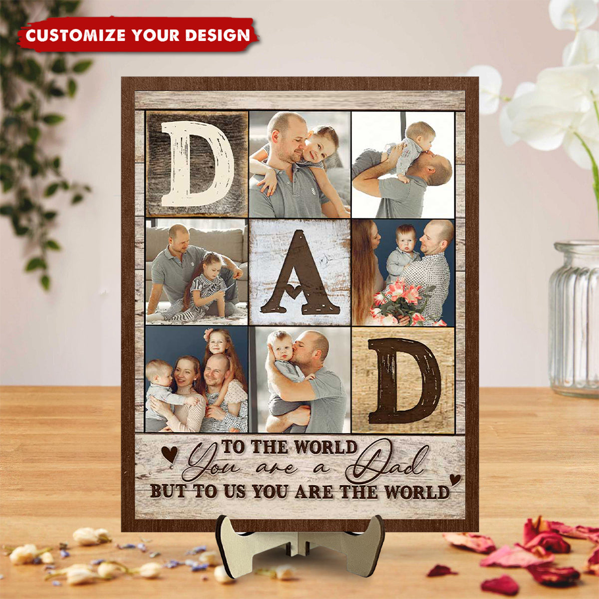 Personalized Dad Photo Collage 2-Layered Wooden Plaque-Father’s Day Gift