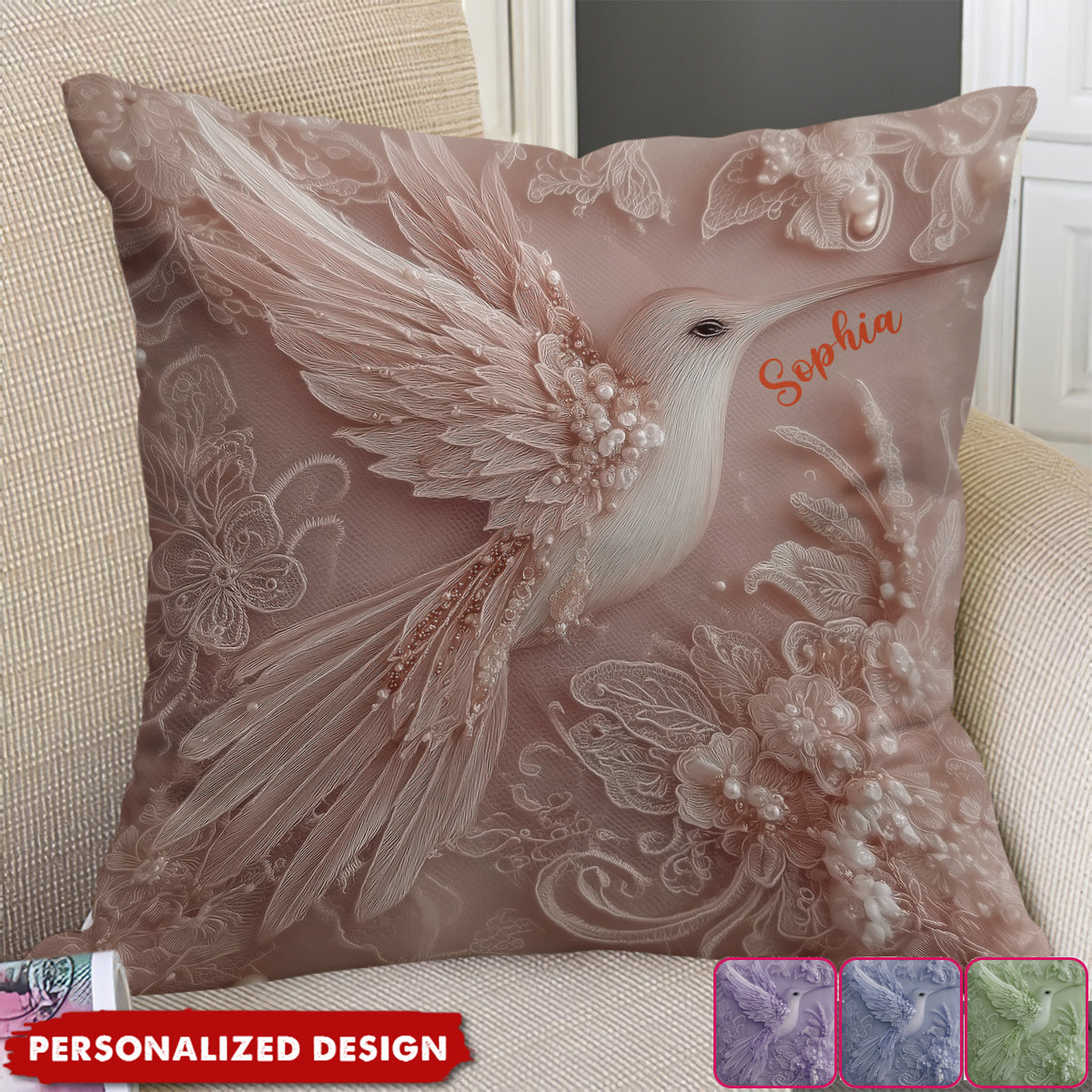 Beautiful Hummingbird - Personalized Hummingbird Throw Pillow