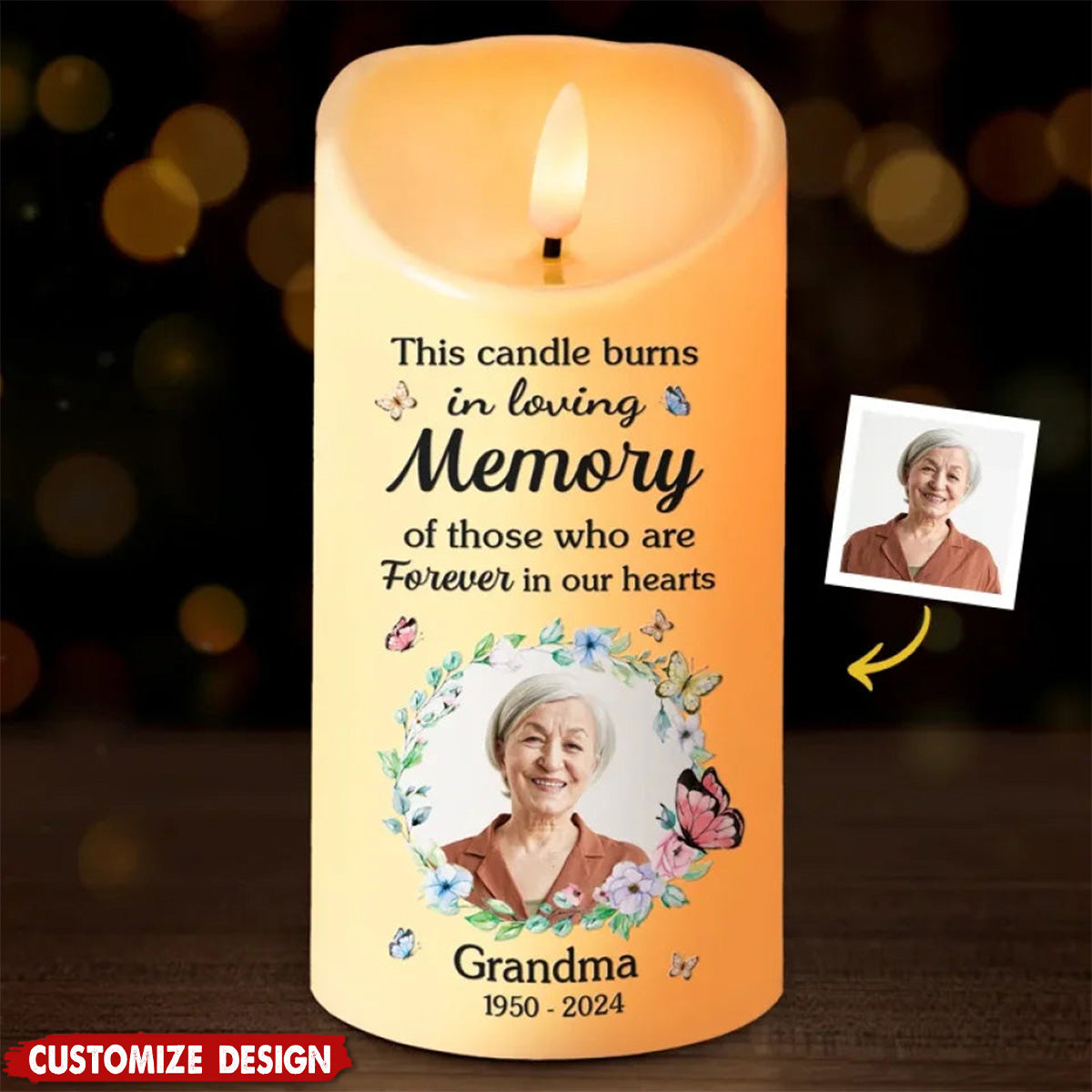 Burns In Loving Memory - Memorial Personalized LED Candle