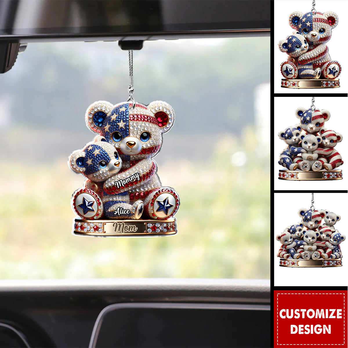 Personalized Mother Transparent Car Ornament - 4th of July Independence Day Gift