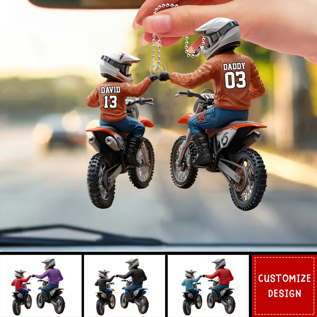 Dirt Bike Dad And Kid - Personalized Dirt Bike Personalized Car Ornament