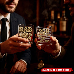 USA 250th Anniversary Round Glass - Personalized Gifts For Dad