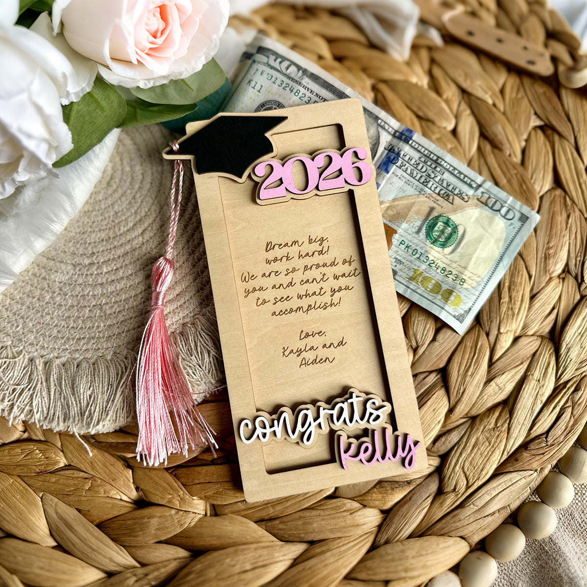 Personalized Graduation Money Holder - Graduation Gift with Tassel