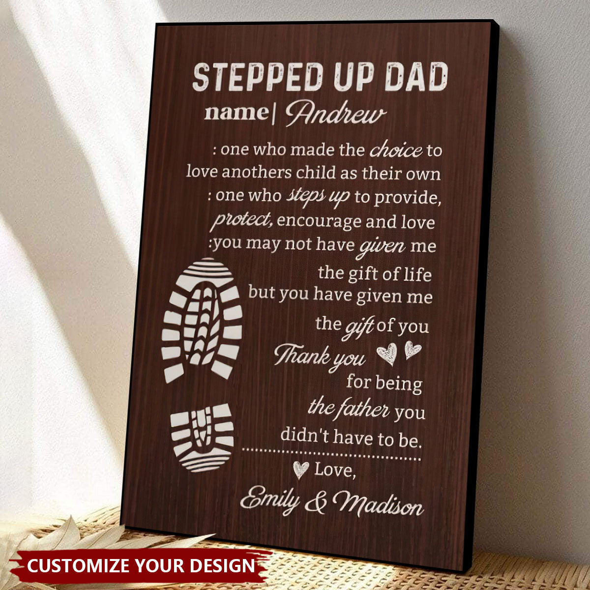 Personalized "Stepped Up Dad" Gallery Wrapped Poster - Father's Day Gift