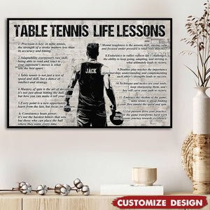 Personalized Table Tennis Life Lessons Poster-Gift For Tennis Lovers